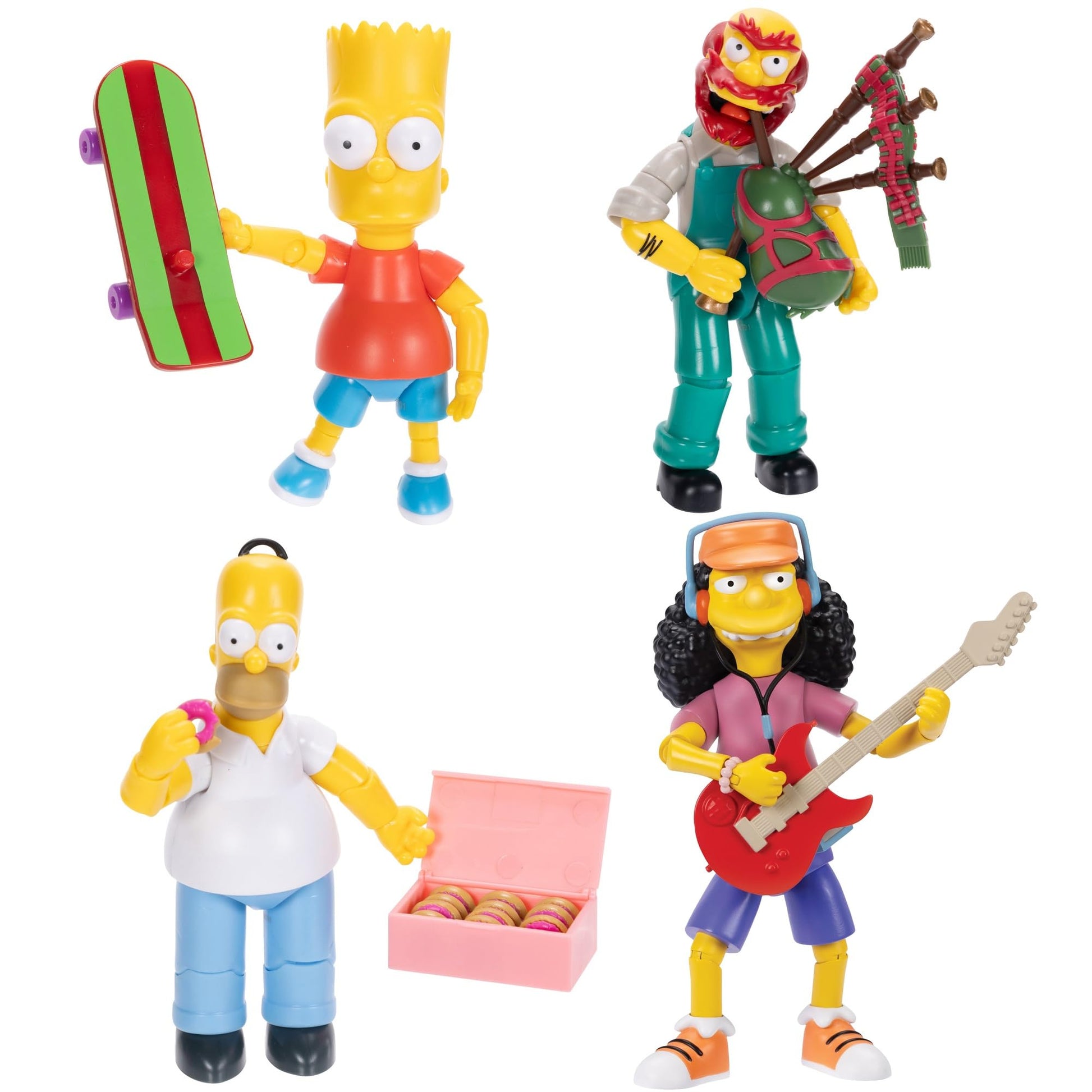 JAKKS Pacific Disney The Simpsons Action Figures 4-Pack 5-Inch Collectible Figures from Wave 1 - Homer, Bart, Groundskeeper Willie, and Otto