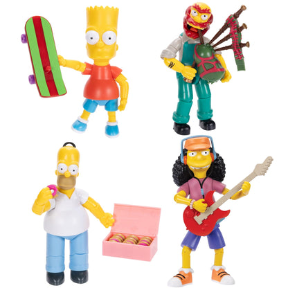JAKKS Pacific Disney The Simpsons Action Figures 4-Pack 5-Inch Collectible Figures from Wave 1 - Homer, Bart, Groundskeeper Willie, and Otto