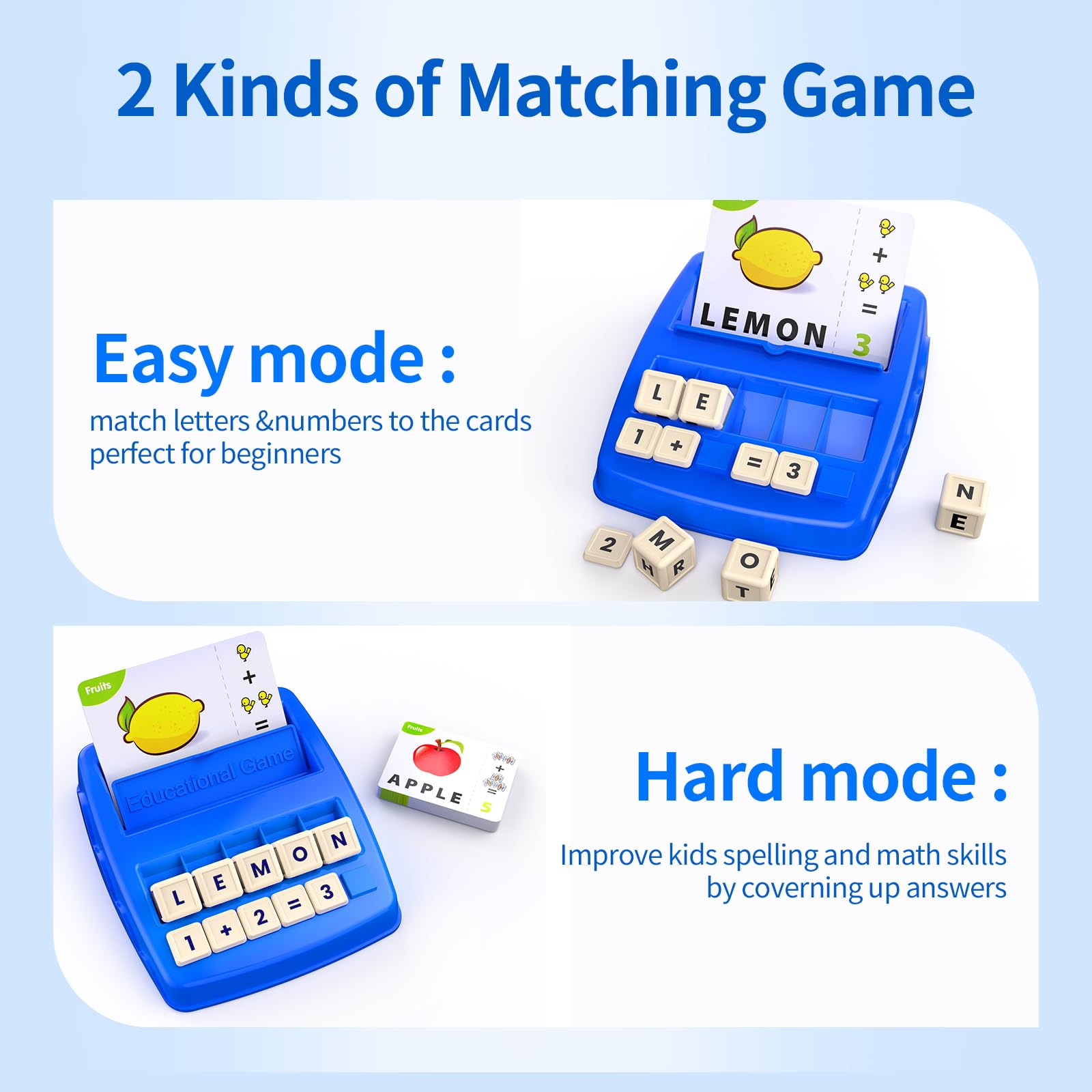 DEGIDEGI Educational Toys for Kids Ages 3-8, Matching Letter Spelling Math Counting Game,Learning Game for Preschool& Kindergarten Kids, Birthday