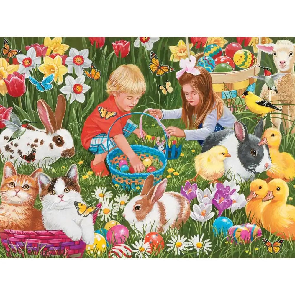 Bits and Pieces 500 Piece Puzzles for Adults, A Memorable Easter - Large 18" x 24" Jigsaw Puzzles 500 Pieces - Easter Egg Hunt - Random Die Cut Pieces