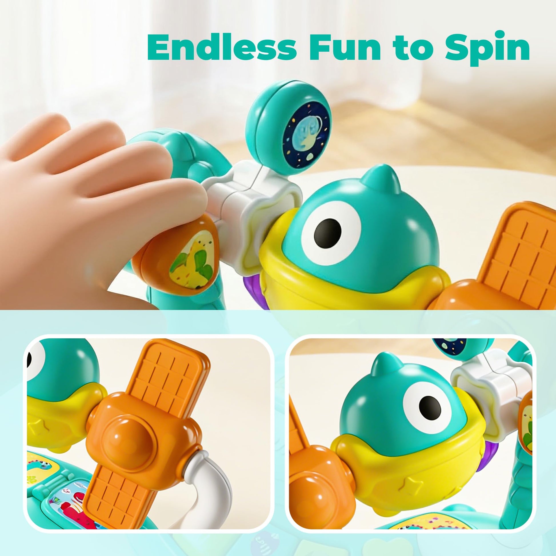 iPlay, iLearn Baby Dinosaur Musical Piano Toy, Infant Tummy Time Music Toy W/ Light Sound, Toddler Sensory Development Learning Activity, Birthday