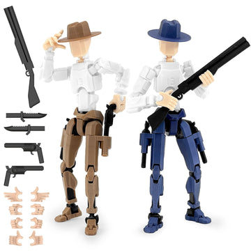 Deeplus Titan 13 Action Figure, Cowboy Already Assembled 13 Dummy 13 Action Figures for Boys, 2-Pack Cowboy 5.4 inches T Lucky Robot 13 Action Figure