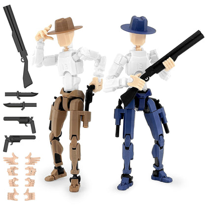 Deeplus Titan 13 Action Figure, Cowboy Already Assembled 13 Dummy 13 Action Figures for Boys, 2-Pack Cowboy 5.4 inches T Lucky Robot 13 Action Figure