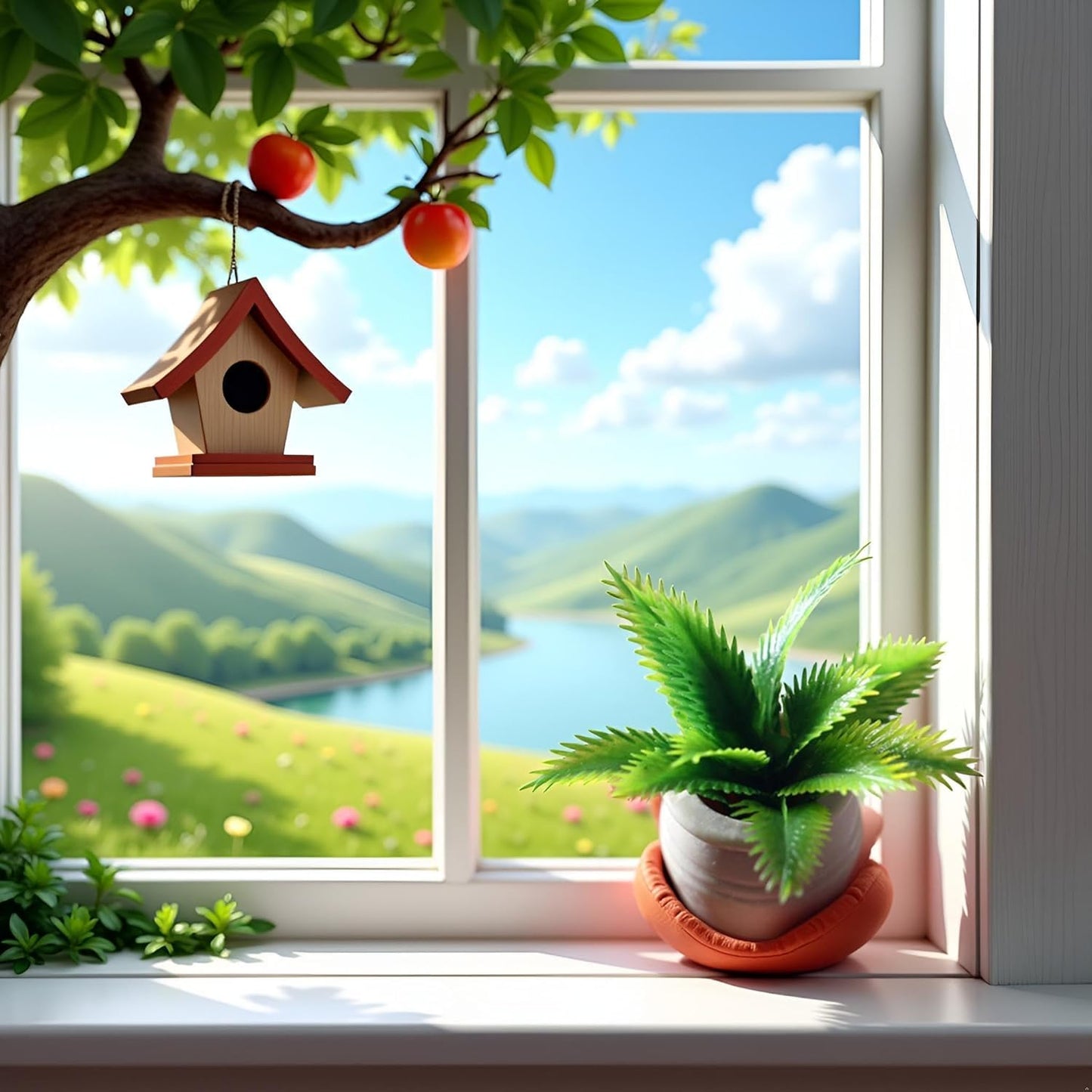 2Pcs Miniature Plant Accessory, Green Potted Plant, 1:12 Scale, Suitable for Home and car Decoration