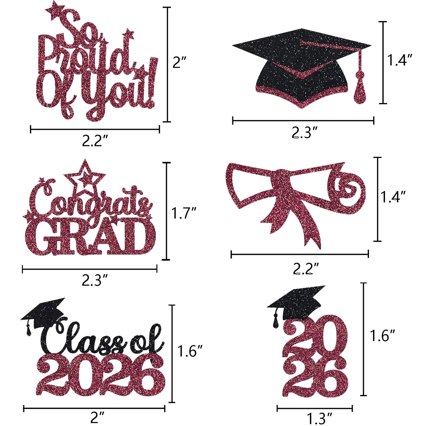 Maroon Graduation Cupcake Toppers 36PCS Glitter Proud Of You Food Picks Congrats Grad Party Table Ideas