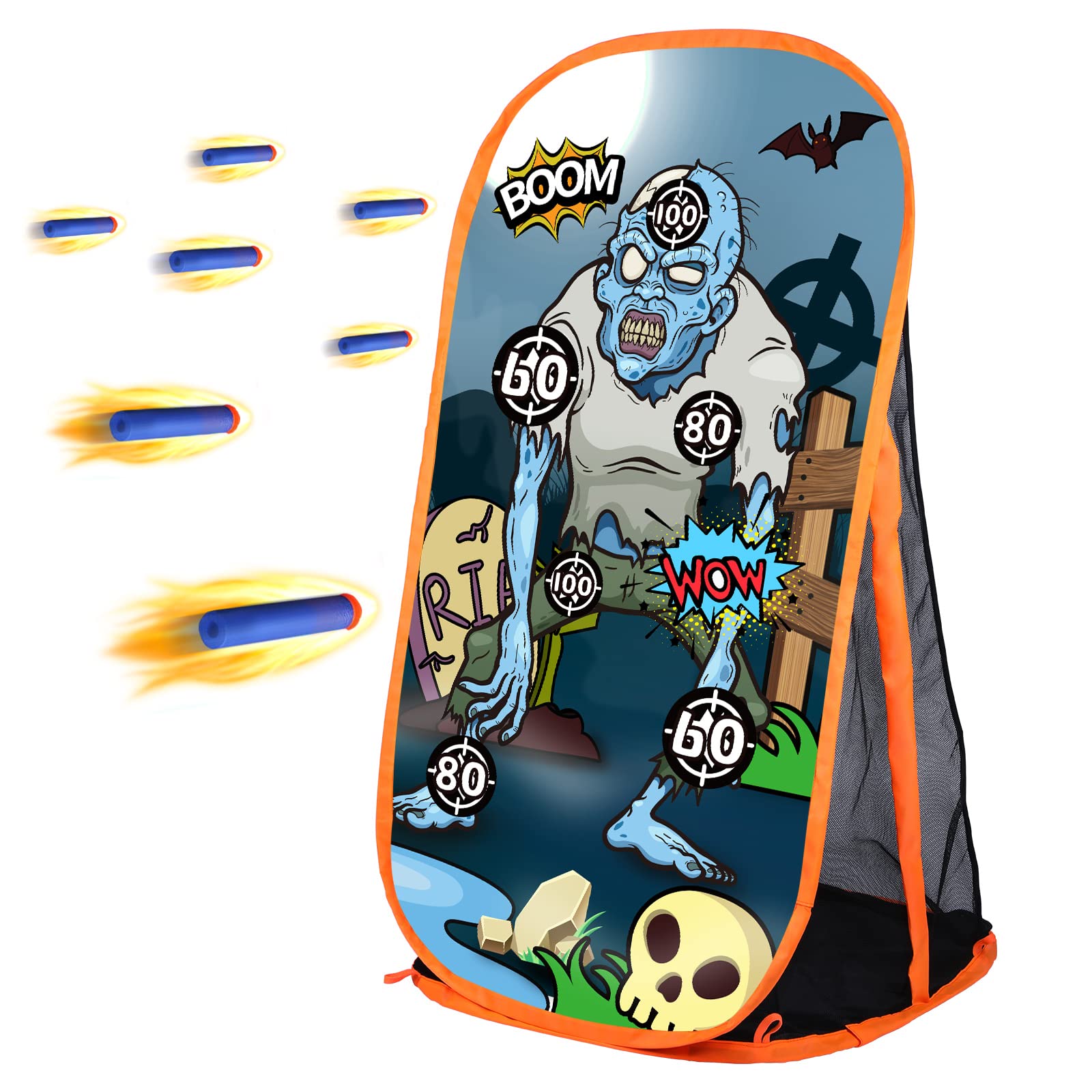 Quanquer Toy Foam Blasters Shooting Practice Target Compatible with Nerf Toy Blasters - Zombie Shooting Target Game with Net - Ideal Shooting Games