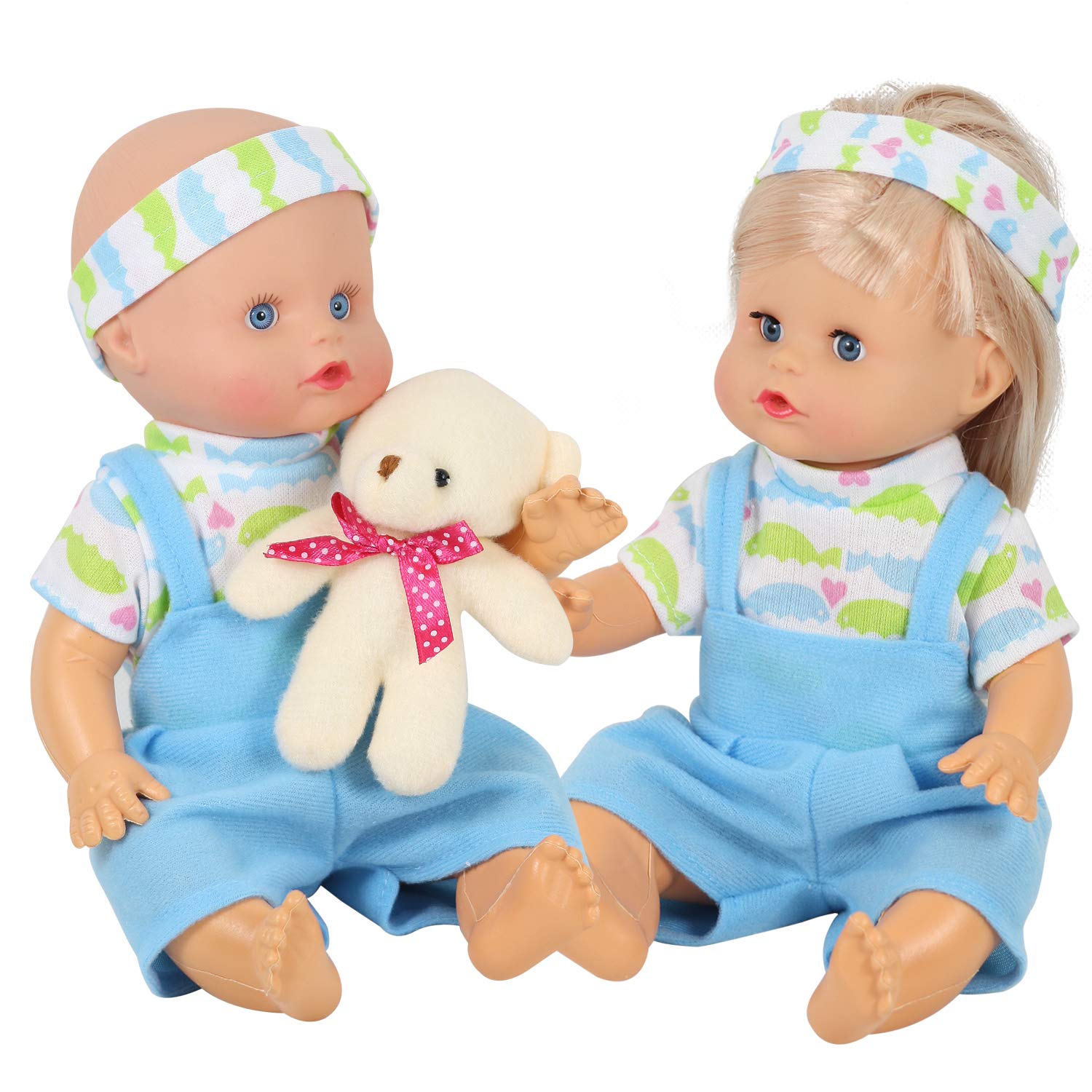 6pcs for 9-10-11 Inch Baby Doll Clothes Outfits Reborn Newborn Costumes with Bear Doll Birthday Xmas Present