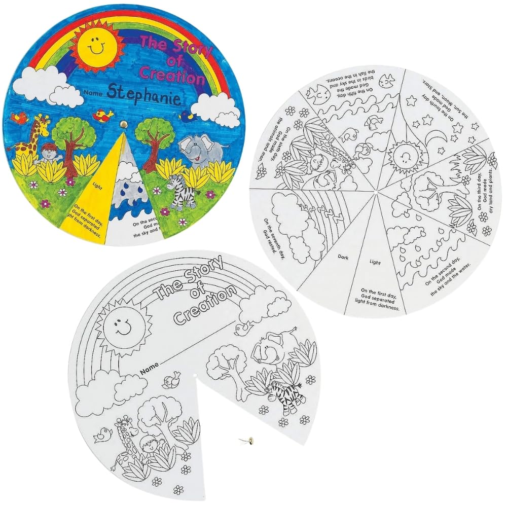 Fun Express Color Your Own Creation Wheel - Makes 12 - DIY Religious Crafts for Kids and Fun Sunday School Activities - VBS 2026 Vacation Bible School