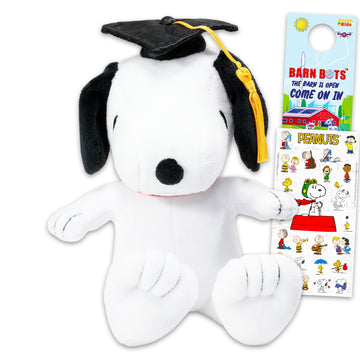 Peanuts Snoopy Graduation Plush for Graduates - Bundle with 9" Snoopy Plushie with Cap, Gown, Diploma Plus Stickers, More Graduation Gift for High