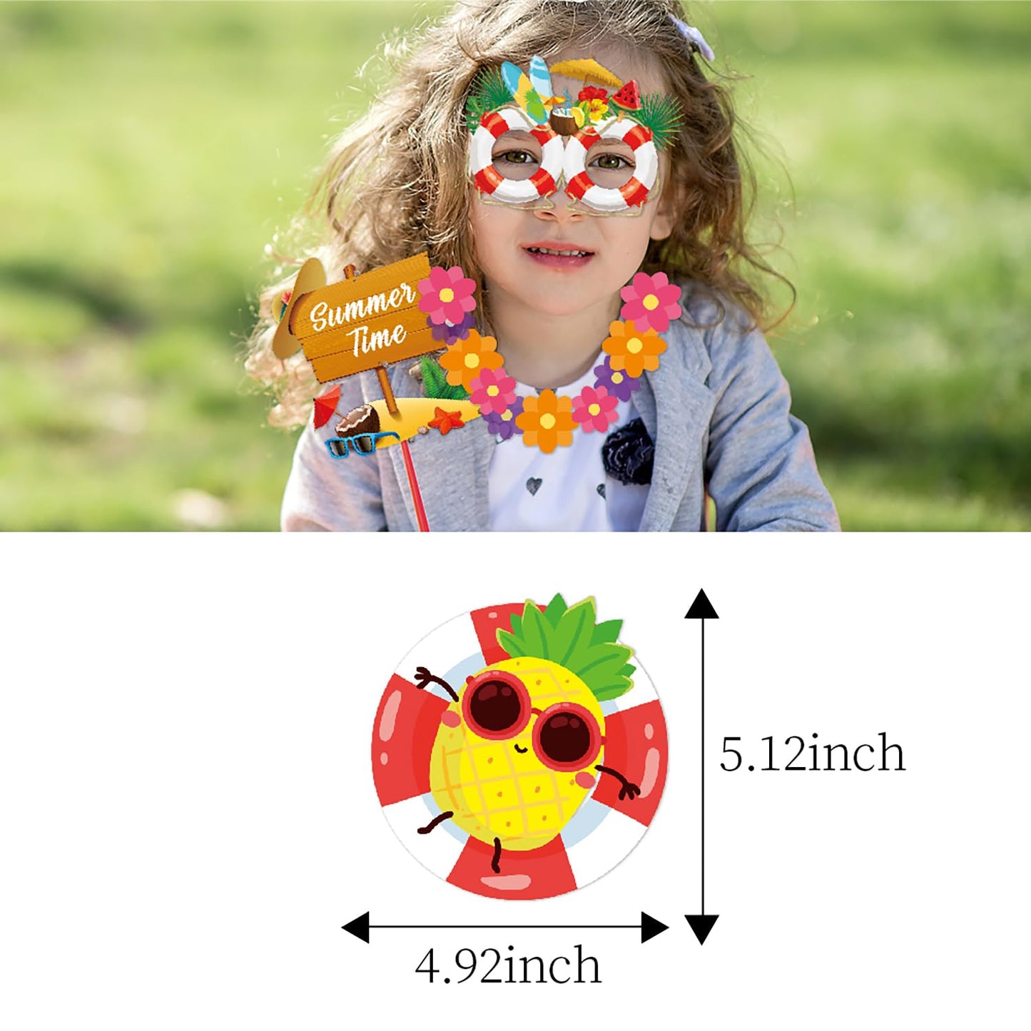 OURUOLA Summer-Hawaiian Luau Beach Party-Decorations Photo Booth - 25pcs DIY Props,Tropical Aloha Flamingo Glasses Photography Decor, Kid Adult Beach