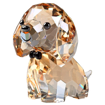 DOJOZ Crystal Dog Puppy Cute Valentines Day Sweet Gifts Figurine Collection Animal Collectible Ornament Lovely (Gold)