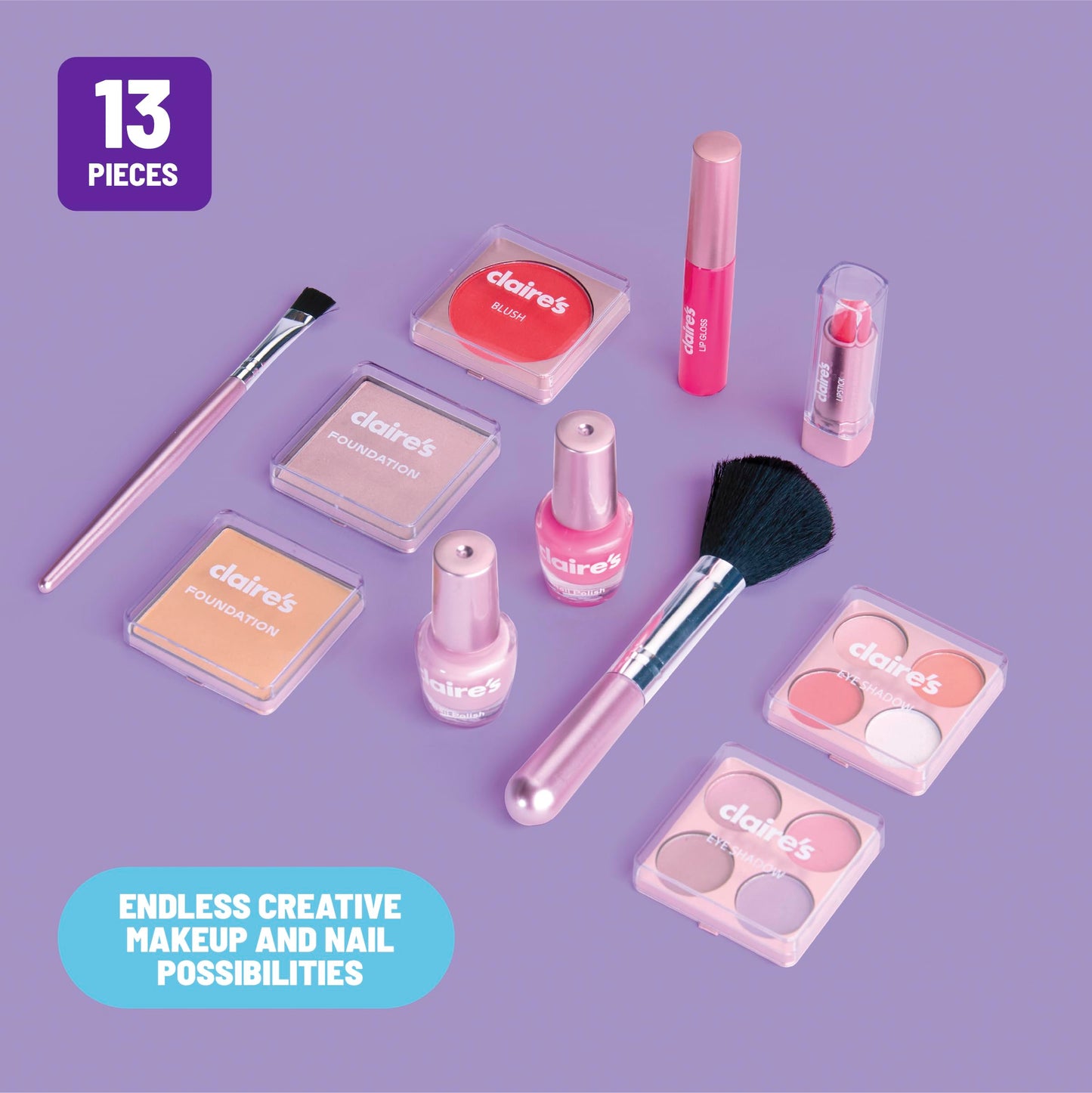 Claire's Makeup Vanity with Light-Up Tri-Panel Mirror, 13-Piece Real Cosmetic Set, Pretend Play Makeup for Kids 8-12, Girl Toys & Beauty Activity Gift