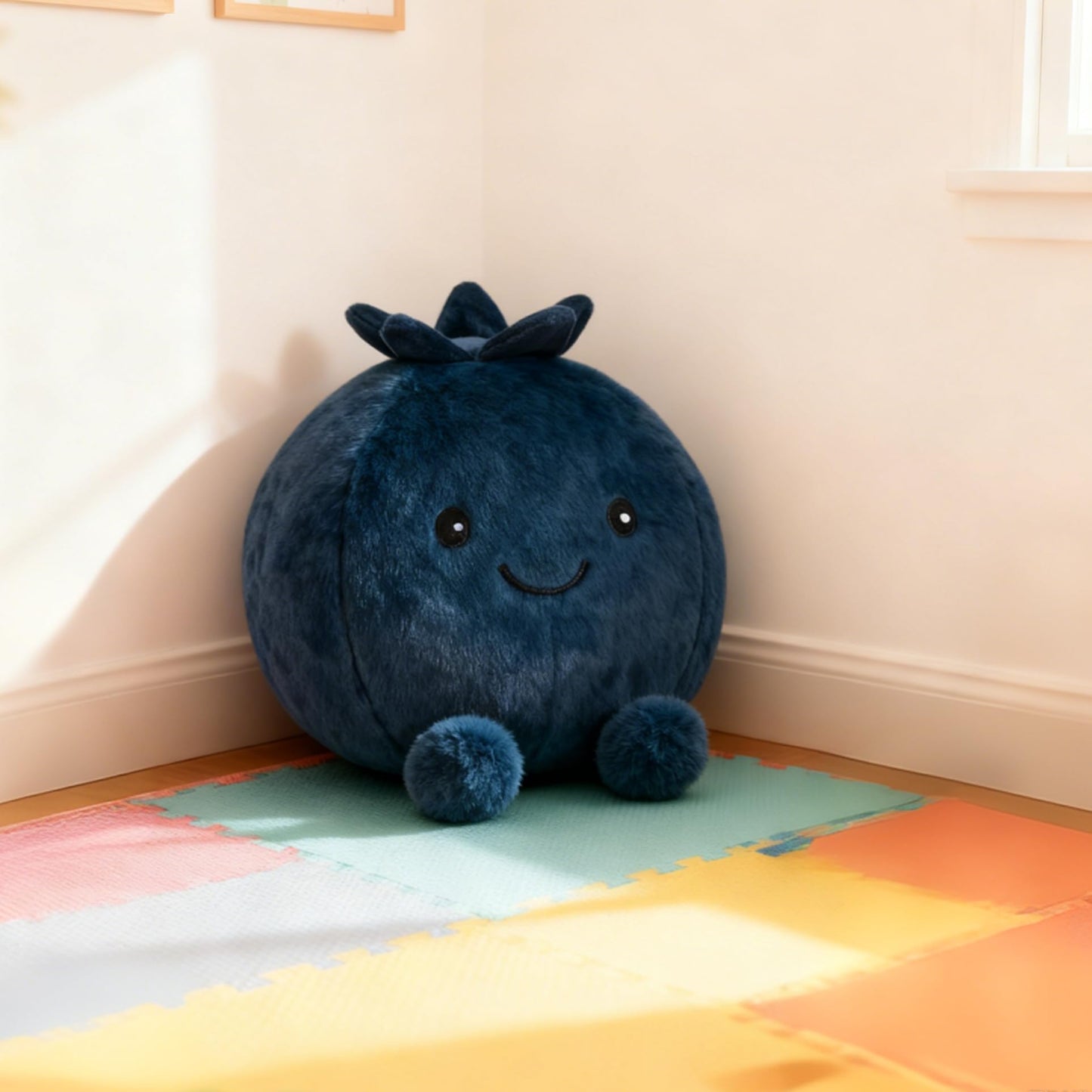 BEEPEACH 8 inch Cute Blueberry Plush Toy with Legs Soft Stuffed Doll Berry Fruit Plushie for Birthday Gift