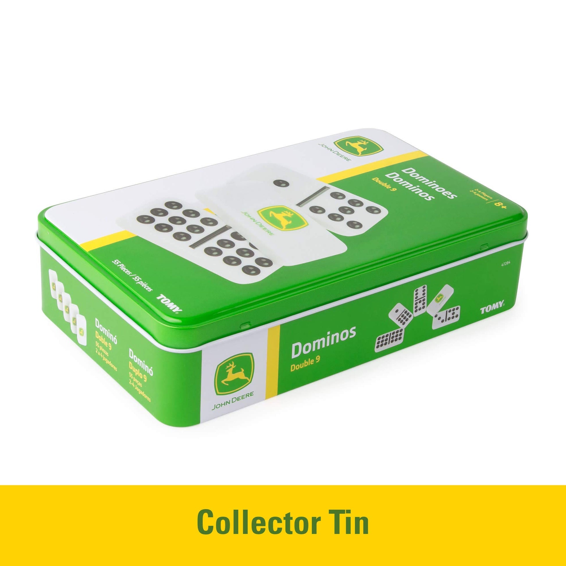 John Deere Dominoes - Double 9 Dominoes Set with John Deere Collector’s Tin - Collectible John Deere Toys - Family Games and Dominos for Kids Ages 8