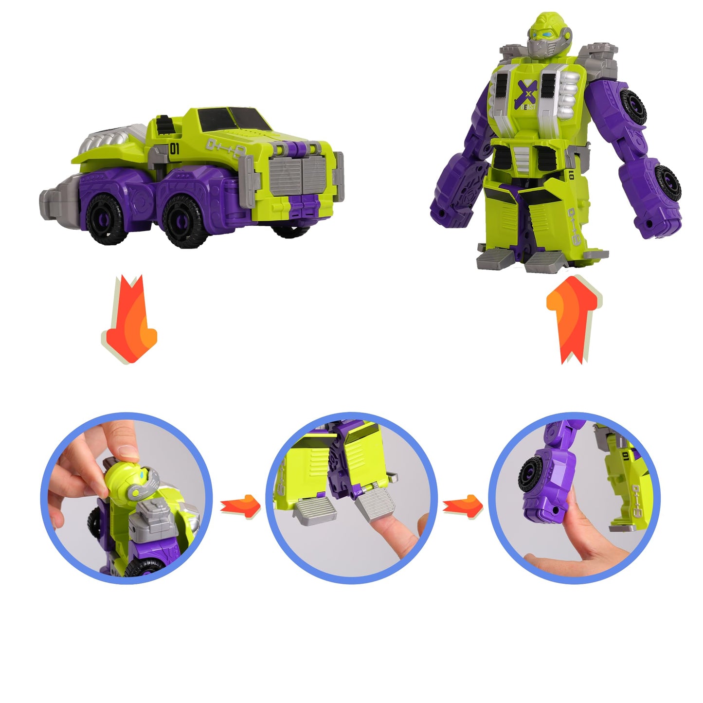 MIEBELY 2Pcs Magnetic Transforming Robot STEM Toy for Kids Ages 3-6