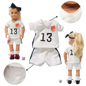 Wenzhuo 18 inch American Doll Clothing Accessories, USA Team Girls Soccer, Basketball, Tennis Clothing Sets, Doll Ball Sports Clothes, Dolls are not