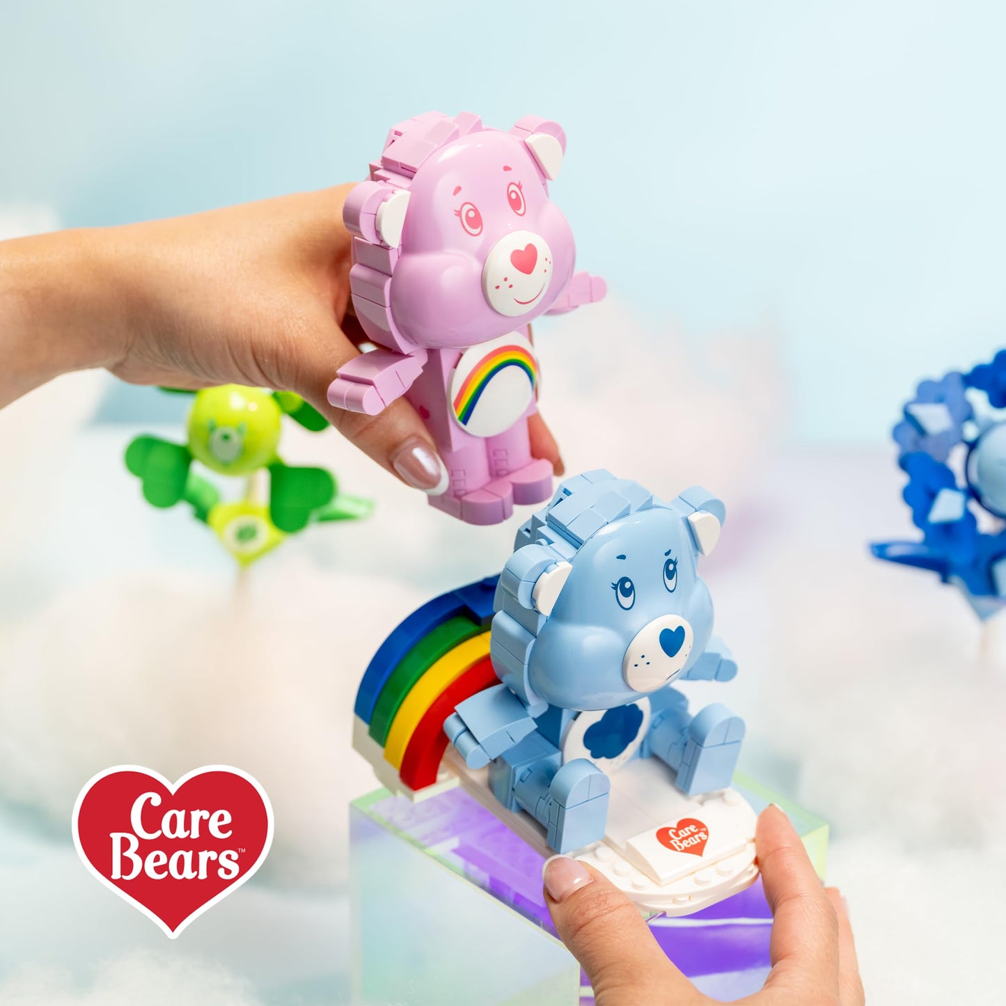 Brickcraft Care Bears Building Bricks Set, 336 Pieces, Cheer Bear and Grumpy Bear with Rainbow Base, Cute Collectible Gift for Kids and Fans, Holiday