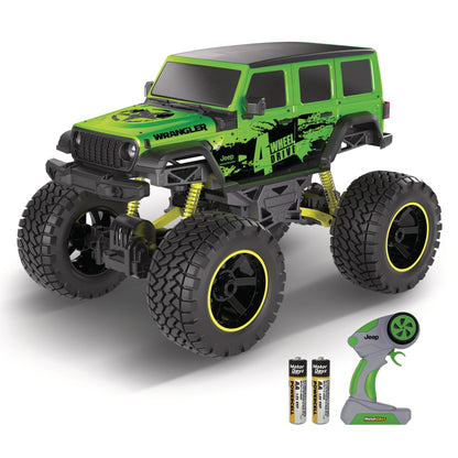 Motor Dayz 4WD Heavy Metal Remote Control Car Jeep Wrangler RC Truck Toy- 1:10 Scale, 4-Door, Stamped Metal Body, 2.4GHz Control, USB Rechargeable