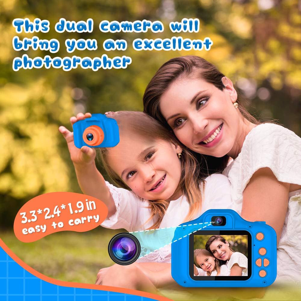 Seckton Upgrade Kids Selfie Camera, Christmas Birthday Gifts for Boys Age 3-9, HD Digital Video Cameras for Toddler, Portable Toy for 3 4 5 6 7 8 Year