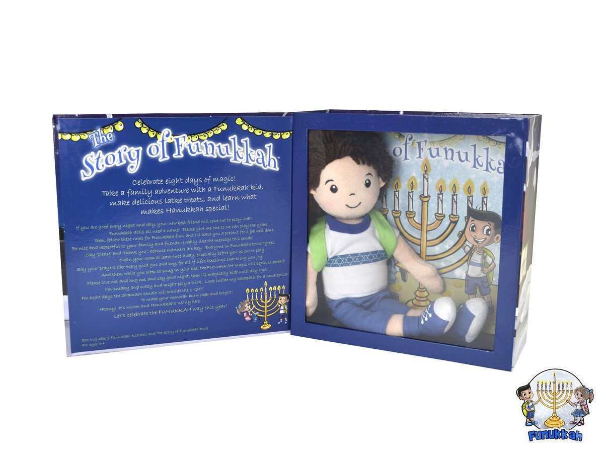Funukkah Hanukkah Boy Doll and Illustrated Book
