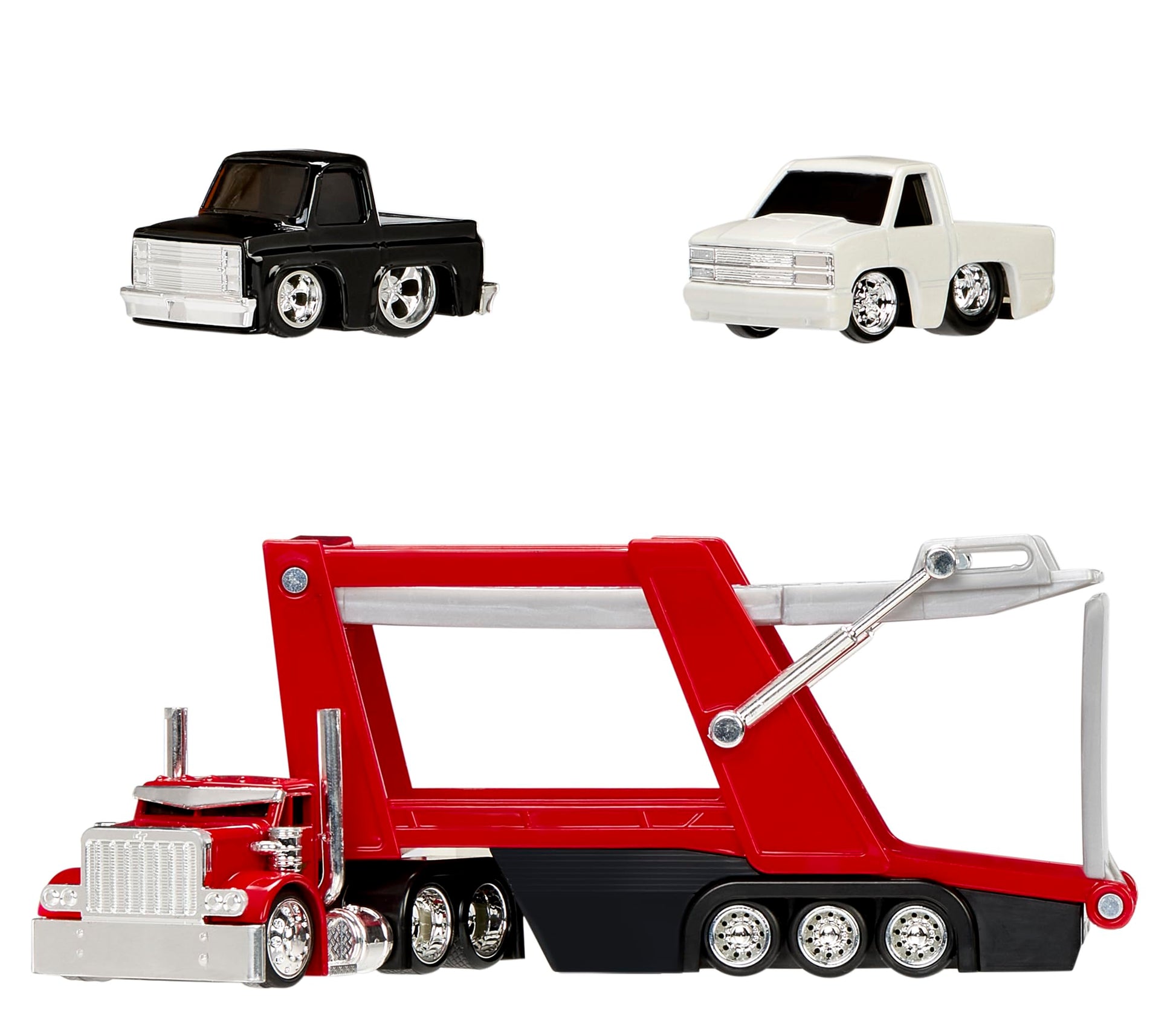 CarTuned Rig$ Car Carrier with 2 GM Cars, 87 Chevy C10 & 90 Chevy 454 SS