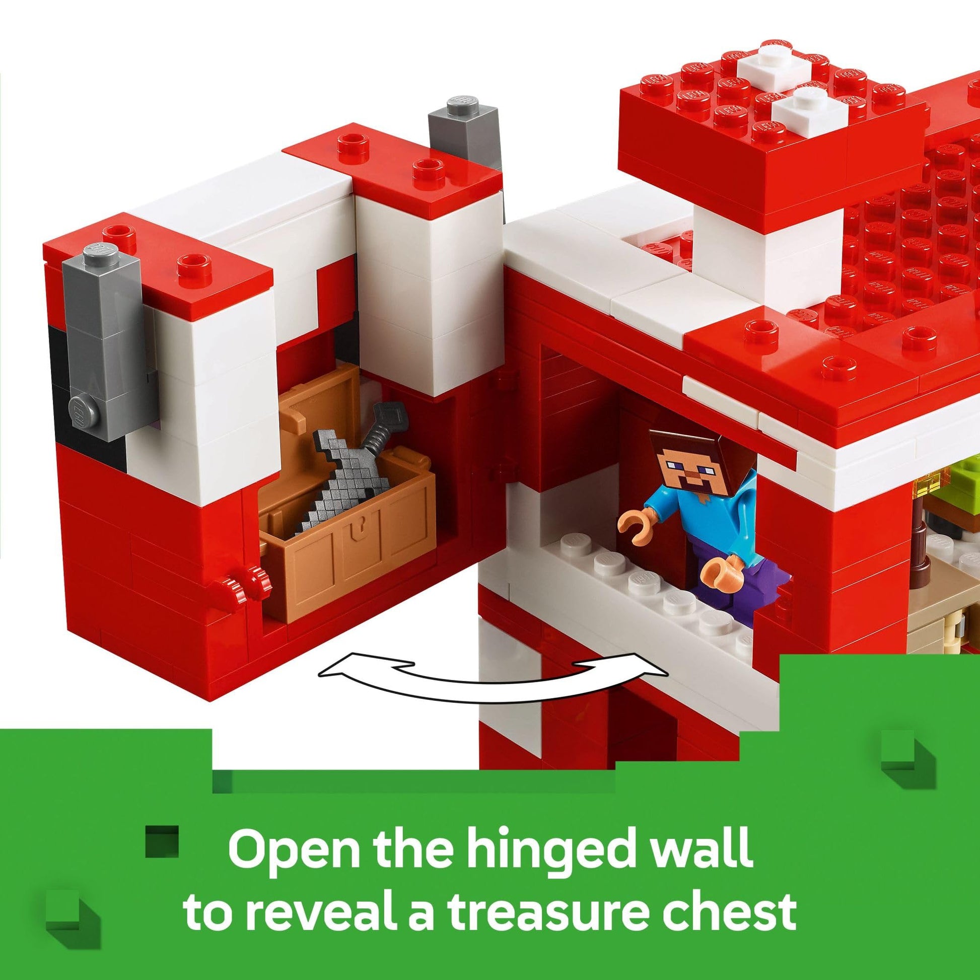 LEGO Minecraft The Mooshroom House Toy Figures and Playset - Building Minecraft Toy for Kids, Boys and Girls, Ages 8+ - with Steve and Other Figures