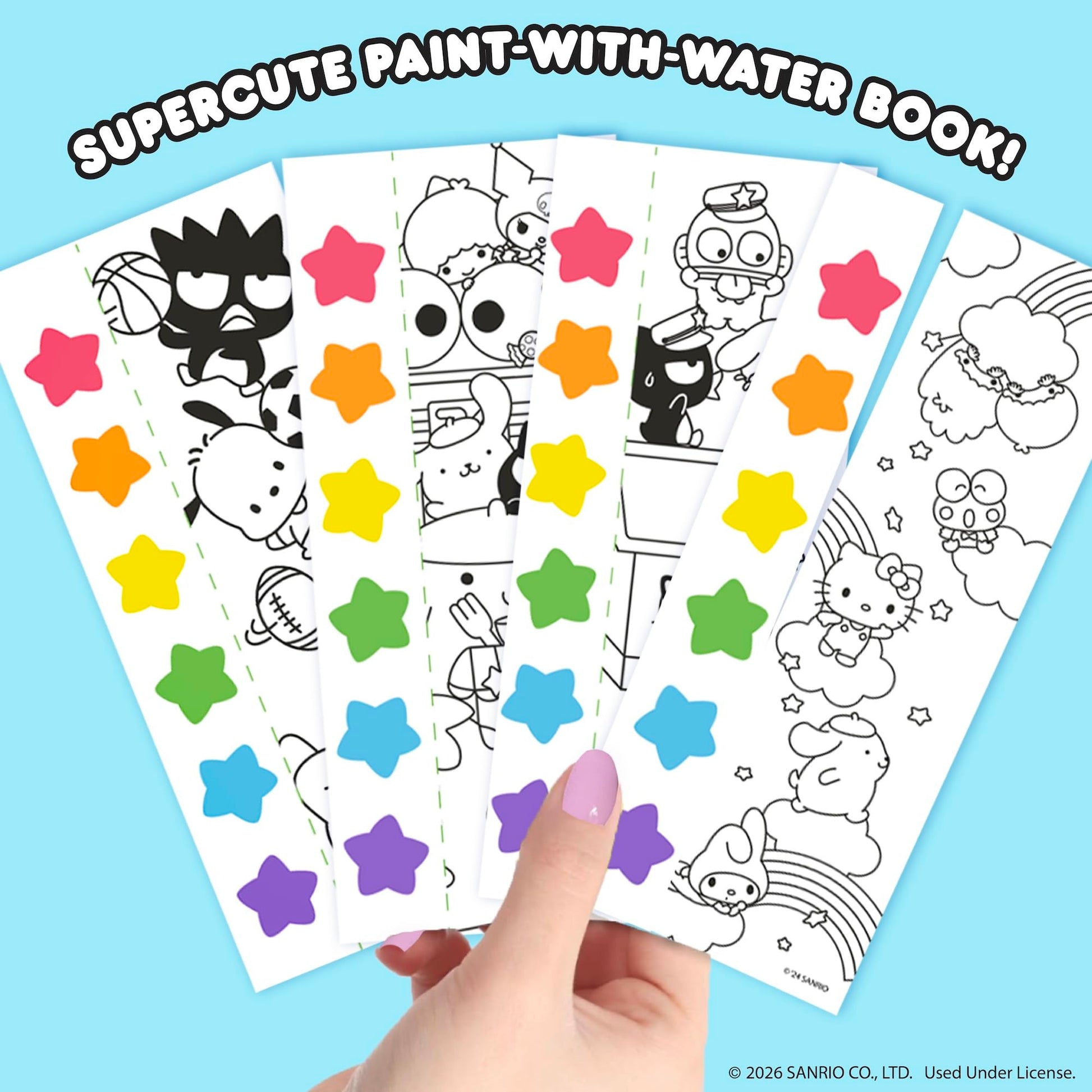 Hello Kitty & Friends Sanrio Watercolor Art Pad with 20 Unique Pages, Mini Paintbrush & 6 Less Mess Watercolor Paint Colors, Great Travel Activities