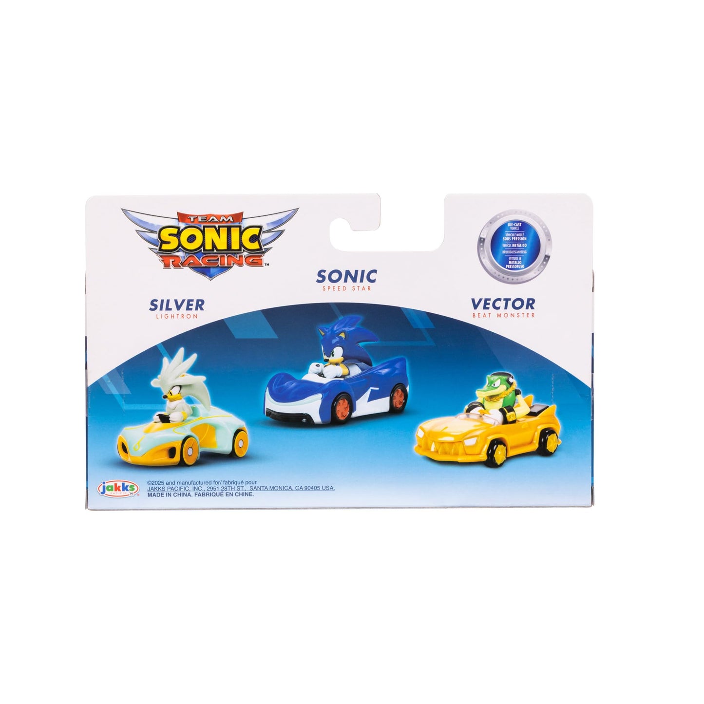 JAKKS Pacific Sonic The Hedgehog 1:64 Die-Cast Collectible Vehicles from the Team Sonic Racing Game! 3-Pack Toy Cars from Wave #8 - Officially