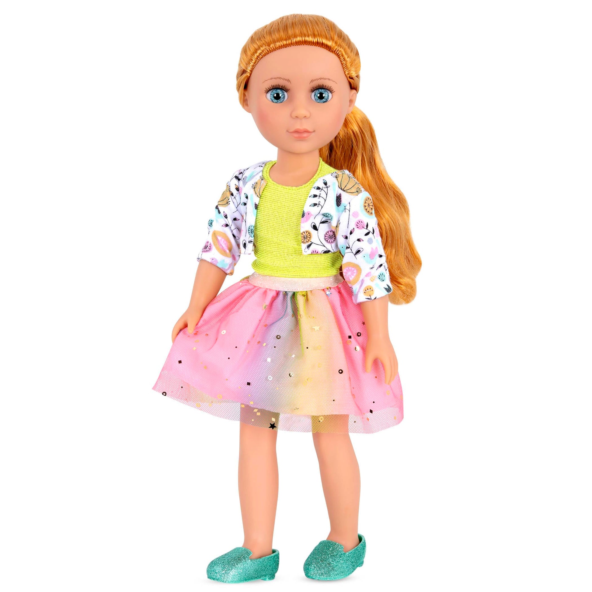 Glitter Girls - 14-Inch Doll Clothes - Shimmer Glimmer Floral Fashion Doll Clothes & Accessories - Urban Top, Flower Jacket & Tutu Skirt Outfit -