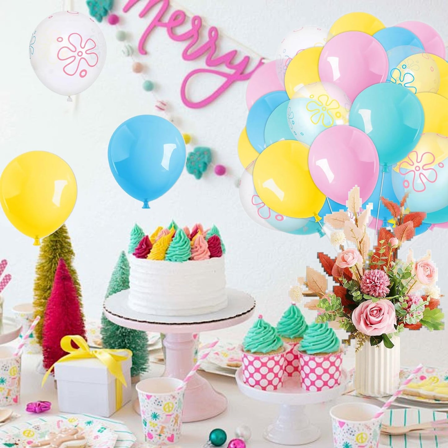 65Pcs Ocean Themed Balloon Kit - Sponge Balloons 12 Inch with Under the Sea Prints And 20m Ribbon for Birthday, Summer, Sponge Party And Balloon Arch