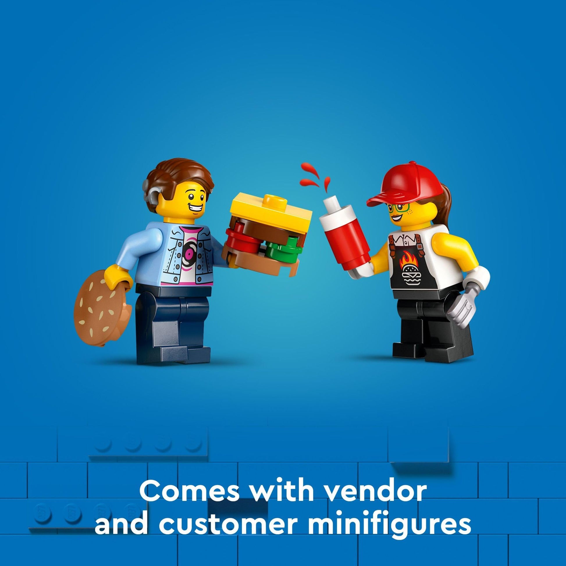 LEGO City Burger Truck Toy Building Set, Fun Gift for Kids Ages 5 Plus, Burger Van and Kitchen Playset, Vendor Minifigure and Accessories, Imaginative