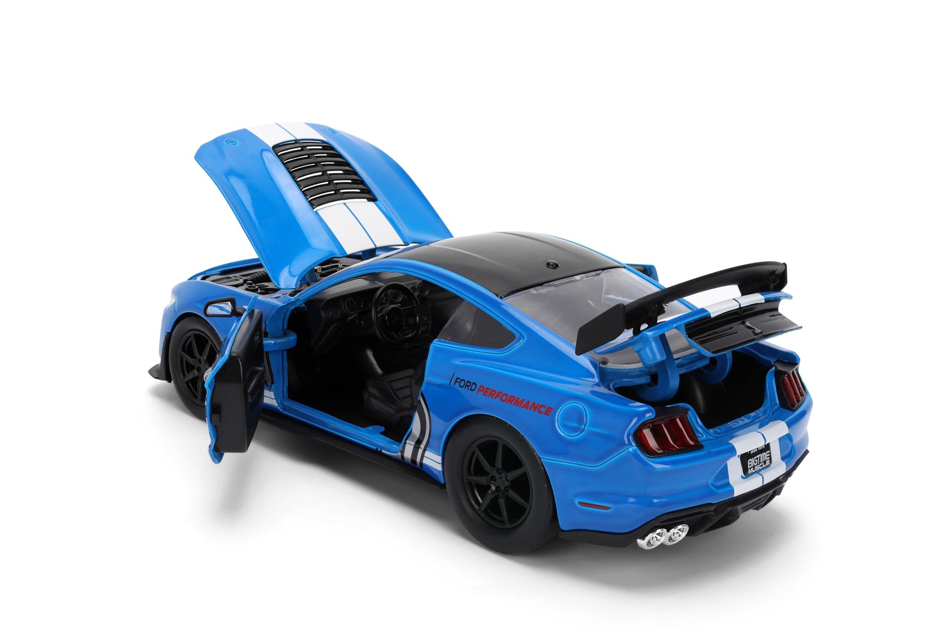 Jada Toys Bigtime Muscle 1:24 2020 Ford Mustang Shelby GT 500 Die-cast Car - Opening Doors, Hood, Trunk, Rubber Tires(Glossy Blue)