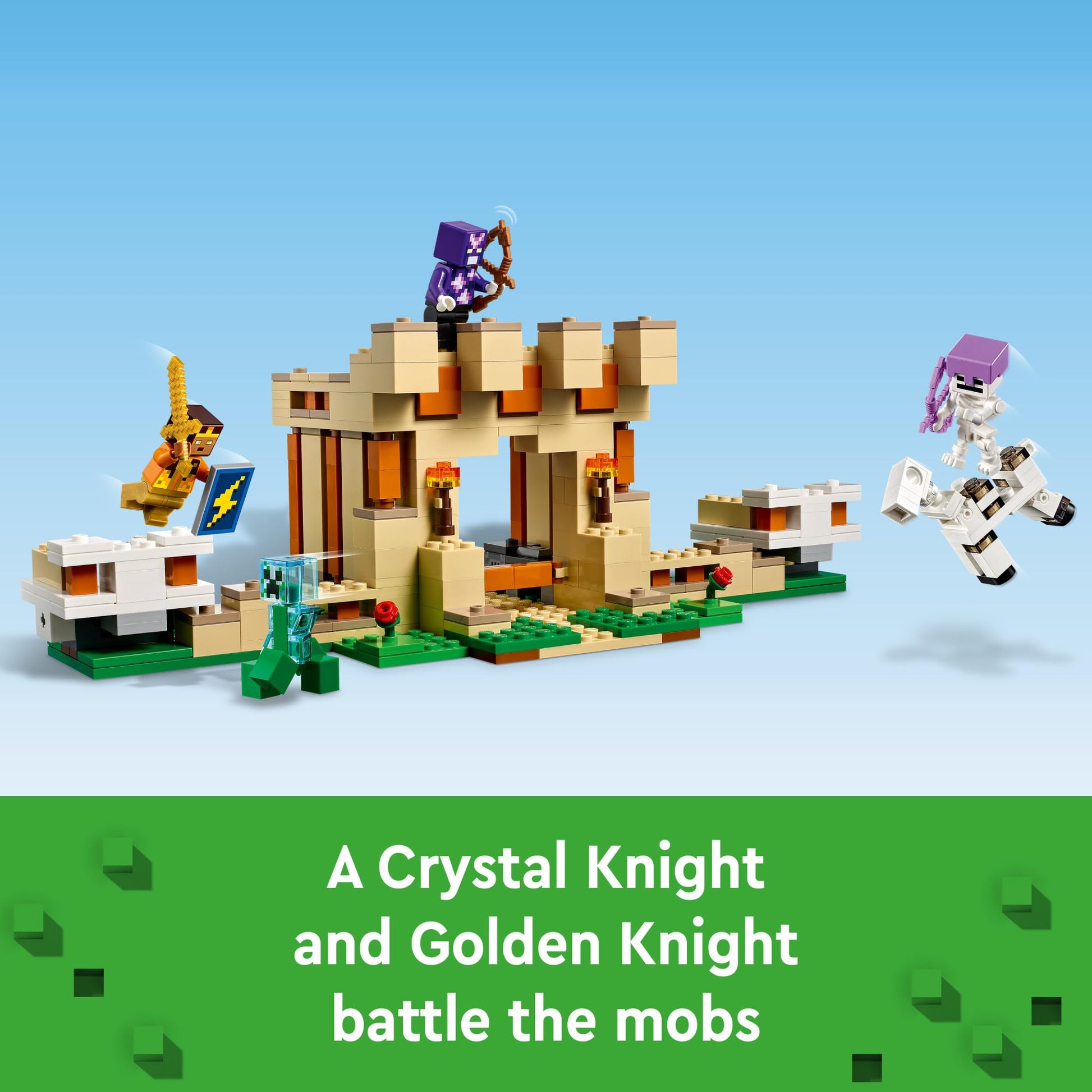 LEGO Minecraft The Iron Golem Fortress 21250 Building Toy Set, Playset Featuring a Crystal Knight and Golden Knight, A Fortress and a Giant Golem,