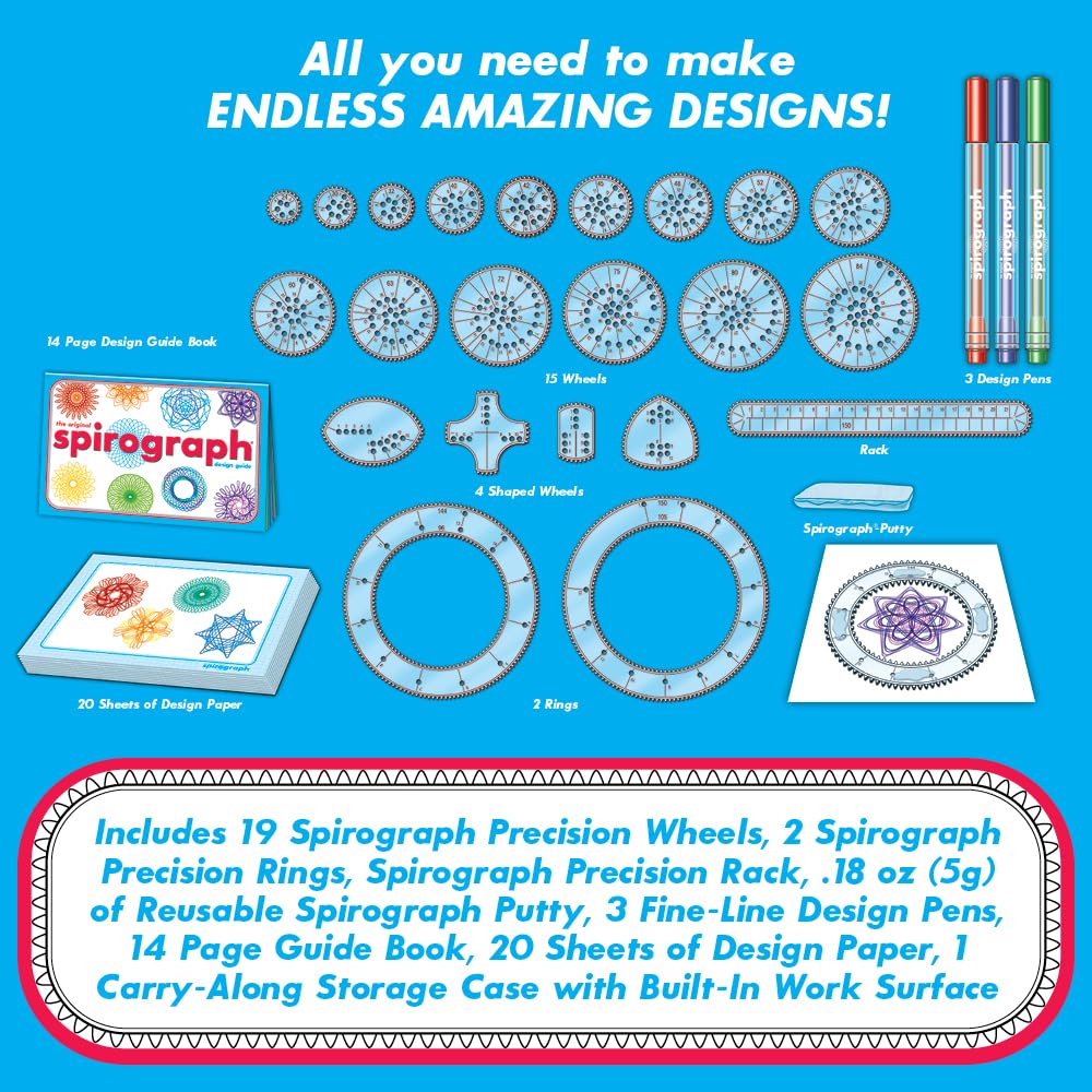 Spirograph - Deluxe Set - Spiral Art Drawing Kit - The Classic Way to Make Countless Amazing Designs - For Kids Ages 8+