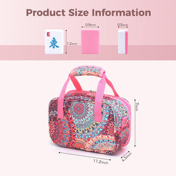 Kyerlish American Mahjong Tile Set with Printed Handbag, 166 Premium Pink Tile and Accessories, Portable and Stylish Mahjong Set, Mahjong Game Set