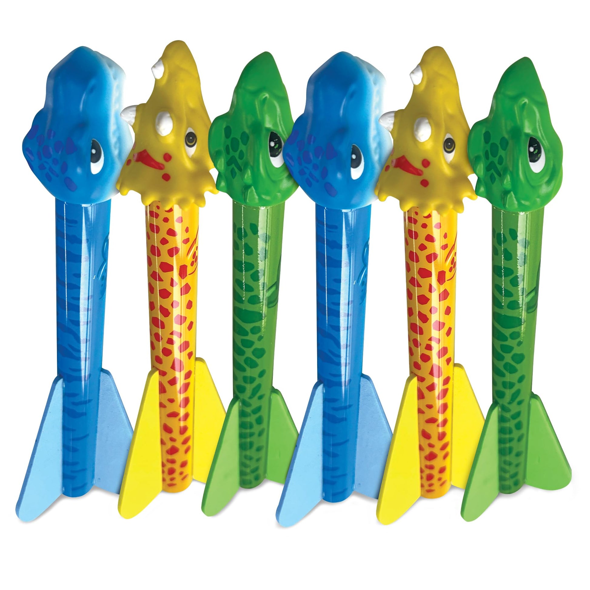 Stomp Rocket Dino-Soar Rocket Refills, 6 Rockets - Replacement Dinosaur-Themed Soft Foam Rockets for Launcher - Fun Backyard & Outdoor Kids Toys Gifts