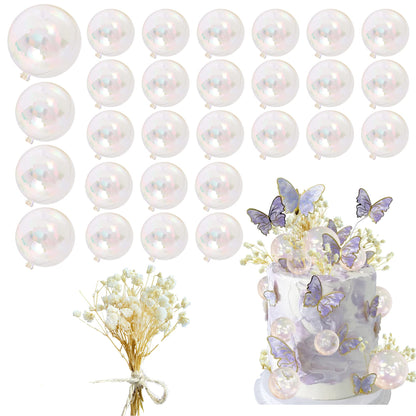 30 PCS Mini Balls Cake Topper DIY Cake Insert Topper Acrylic Cake Topper Foam Cake Balls Artificial Dried Flowers for Wedding Anniversary Baby Shower