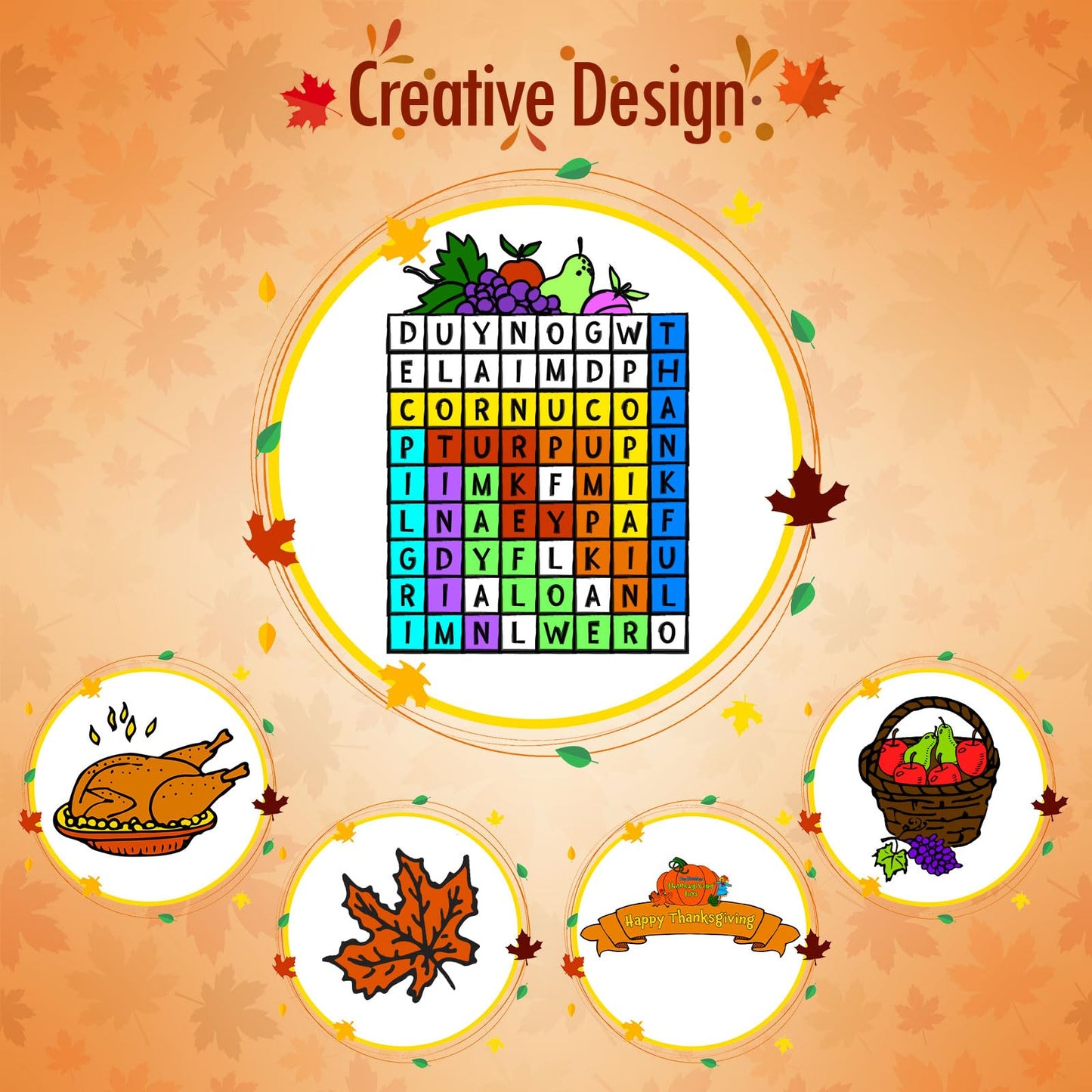 FUN LITTLE TOYS Thanksgiving Tablecloth Rectangle Tablecloth, Thanksgiving Decorations Party Favors for Kids