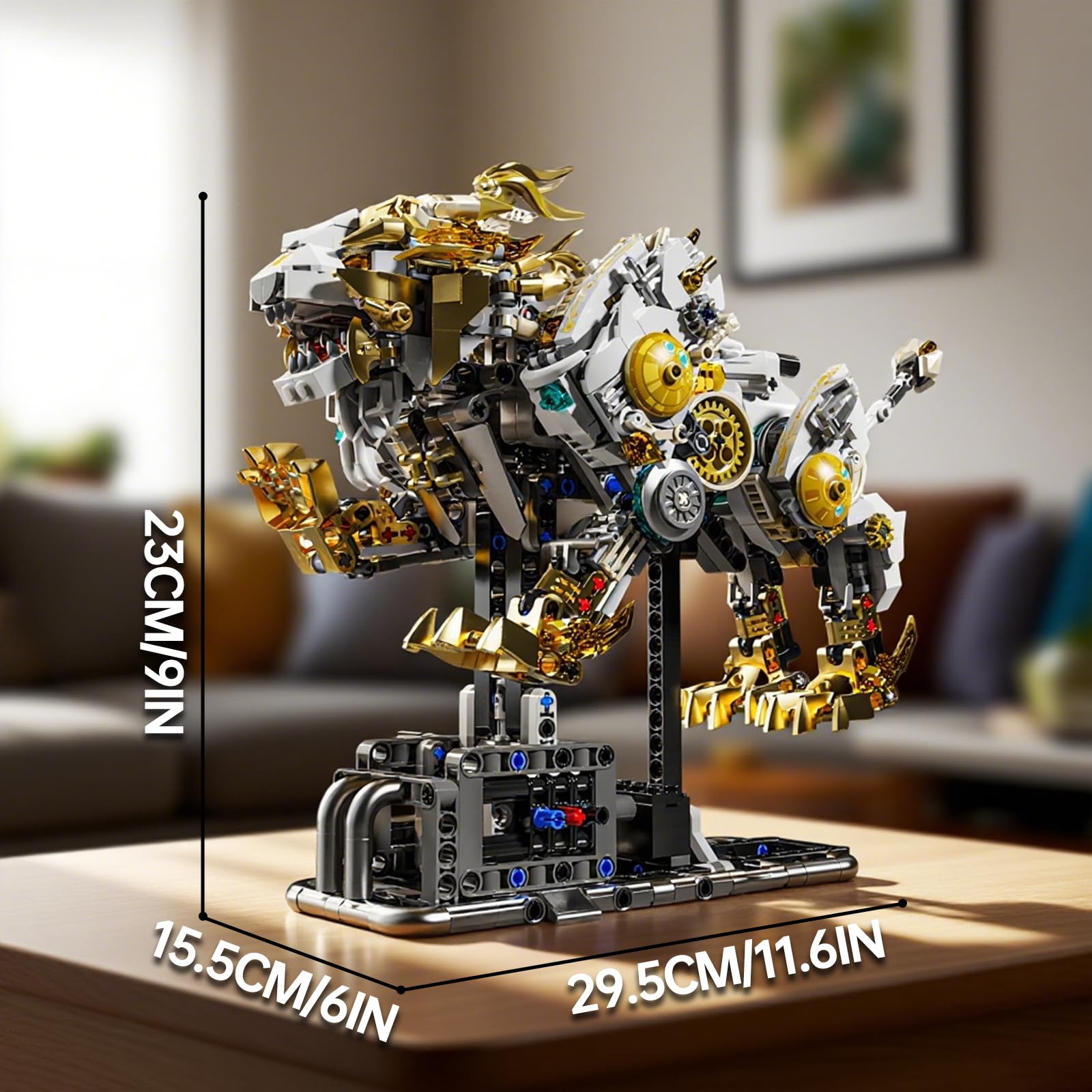 CSNRHG Mechanical Lion Building Block Toy Set Futuristic Mechanical Beast Model with Movable Parts & Gears Premium Mechanical Building Kit