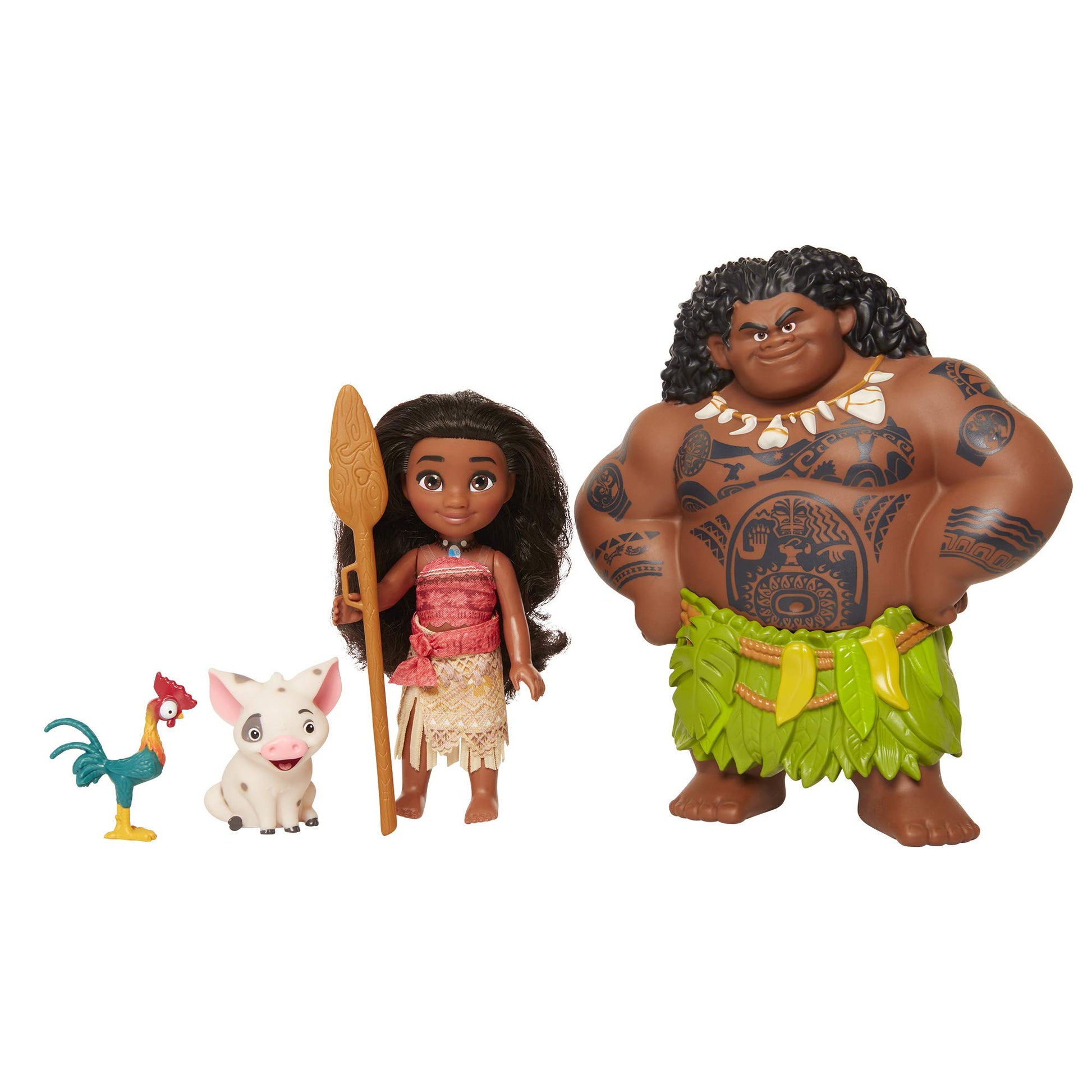Moana Disney Doll with Maui Demigod Doll Figure, 4 Piece Little Petite Story Telling Gift Set for Girls Ages 3 and Up