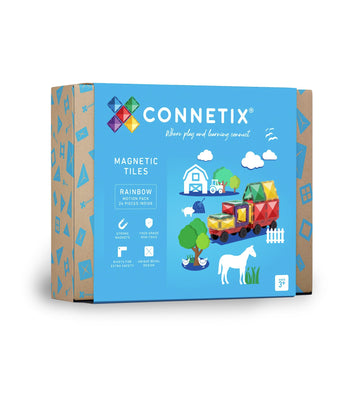 CONNETIX Magnetic Tiles Rainbow Motion Pack, 24 Pieces