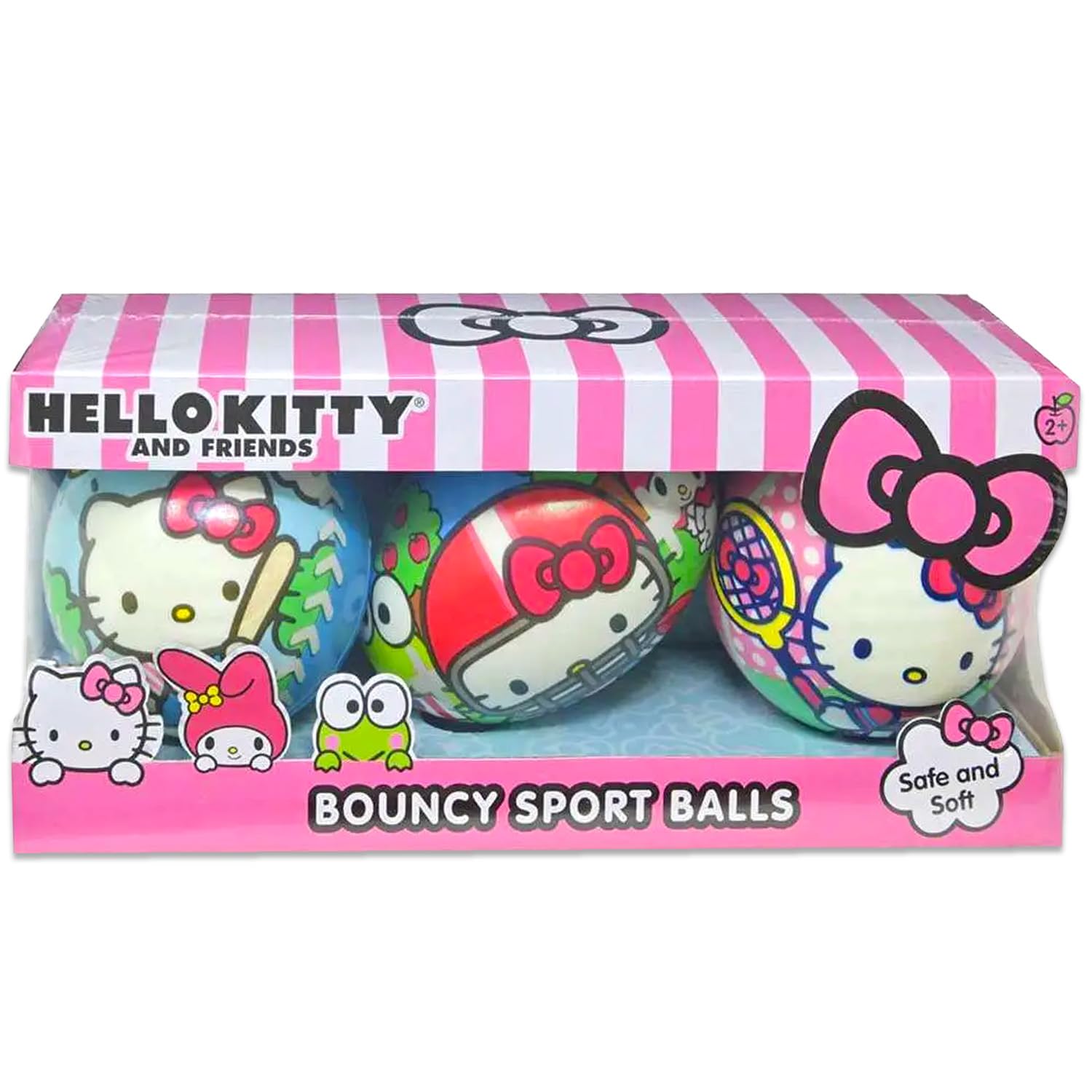 Hello Kitty Outdoor Toys for Girls, Kids - Bundle With 3 Mini Sports Balls, Jump Rope, and Stickers | Fitness Toys, Sport Playset