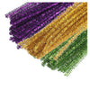 Pack of 300 Gold Purple and Green Metallic Tinsel Pipe Cleaners. Fuzzy Stick Tinsel Stems Mardi Gras Arts and Crafts Shapes, Flowers, Animals, Figures