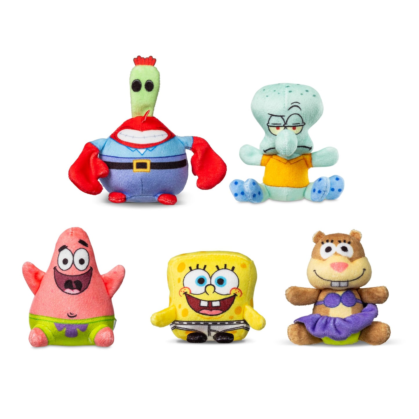 Micro Teenies - Spongebob Square Pants 5-Pack - Collectible Miniature Plush Figure, Suffed Animal, Toy Mini Soft Figure for Kids Ages 4+