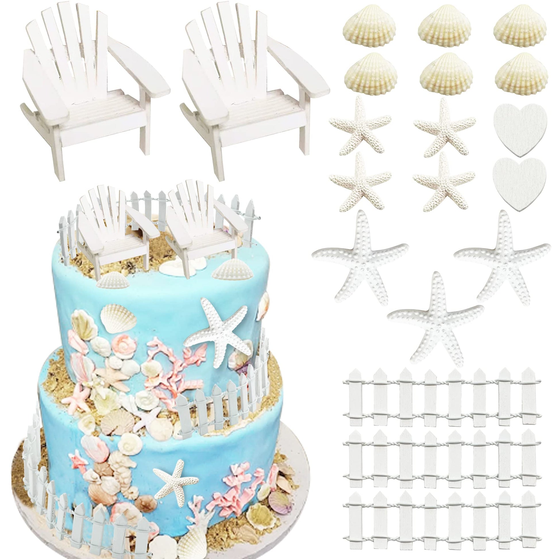 Beach Cake Topper Wedding Cake Topper Wooden Adirondack Miniature Beach Chair Mini Doll Furniture Top Decoration for Dollhouse Wedding Anniversary