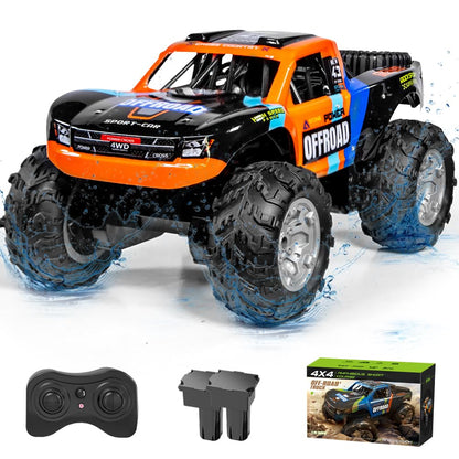 SEKAIHT Waterproof RC Monster Truck Amphibious Remote Control Trucks 13In Big Off Road RC Cars for Kids 4WD 360° Rotation Two Rechargeable Batteries