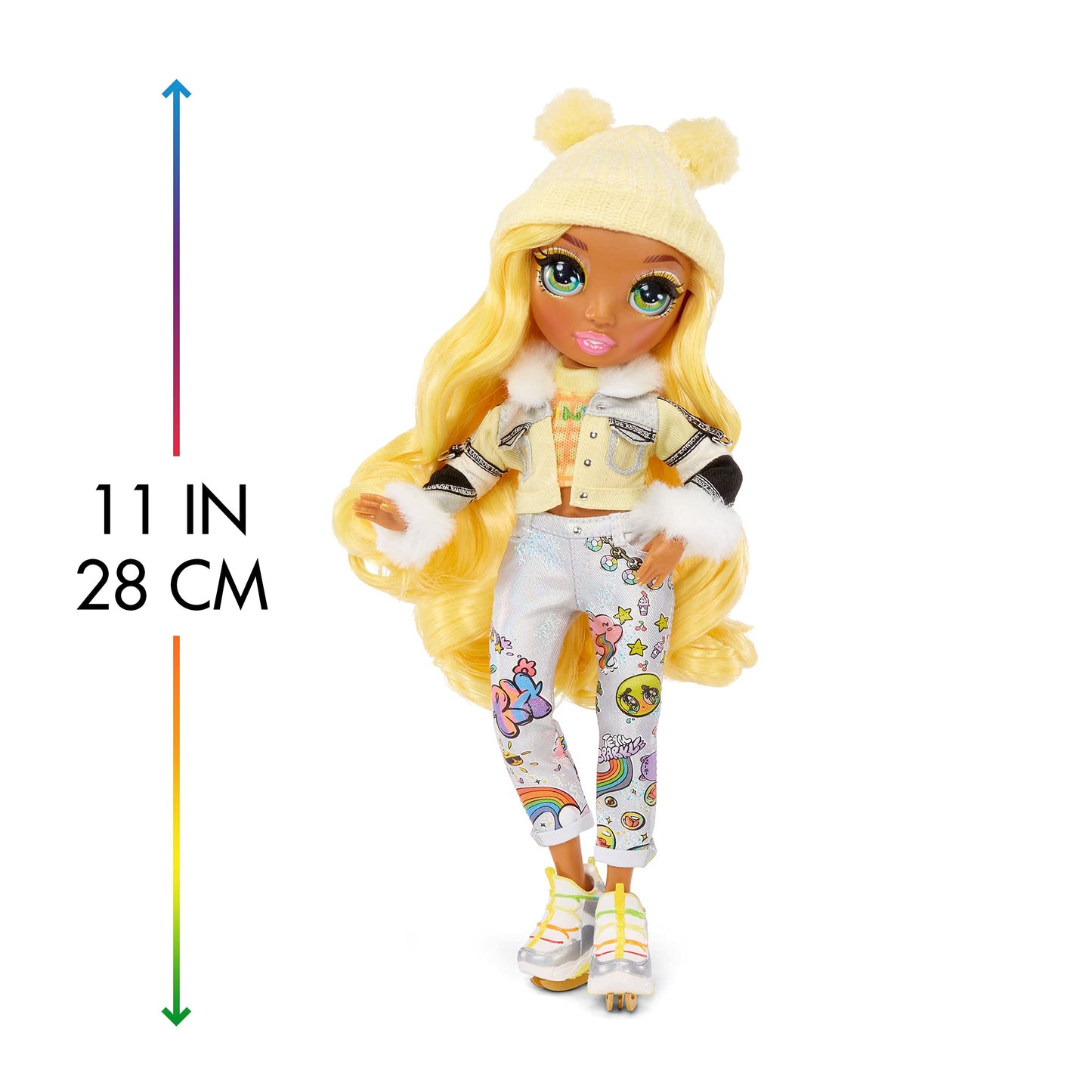Rainbow High Winter Break Sunny Madison - Yellow Fashion Doll and Playset with 2 Designer Outfits, Pair of Skis & Accessories