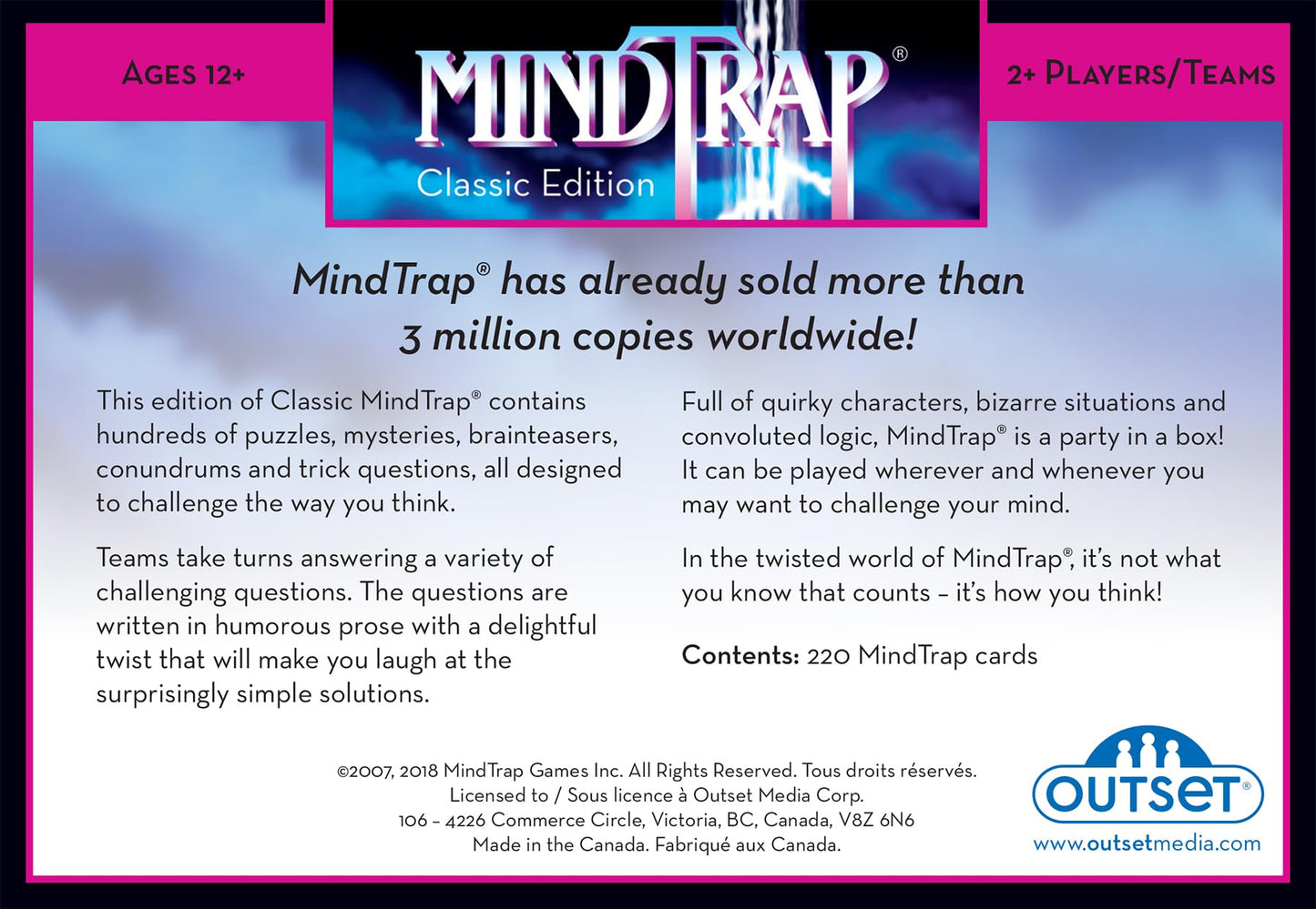 Outset Media MindTrap Classic Edition Game of Puzzles, Mysteries, Conundrums and Trick Questions - Family Game - Lateral Knowledge Developer - Ages 12