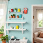 2Pcs White Dollhouse Wall Shelf, 1:12 Scale Miniature Storage Shelf for Kitchen Scene Decor Accessories