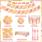 189 Pcs Two Groovy Birthday Party Tableware Set, Groovy Boho Hippie Daisy Tablecloth 24 Guests Dinner Plates Dessert Plates Cups and Napkins for Girl